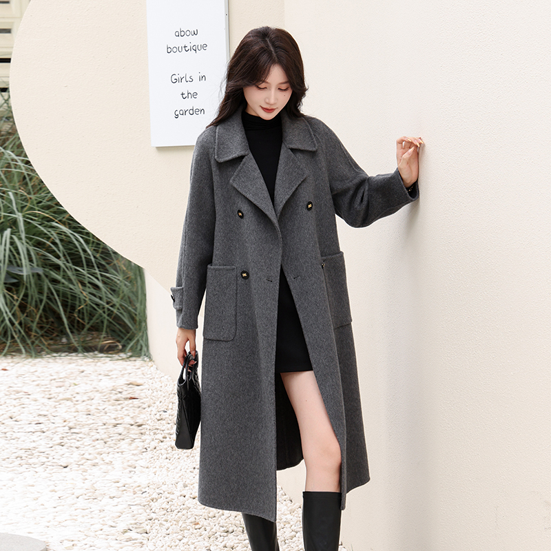 01-10插肩袖长款纯色冬季厚款时尚毛呢气质外套双面呢【非主图款】