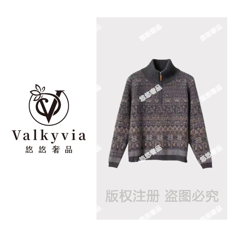 【Valkyvia/悠悠奢品】花海‘费尔岛’&秋冬新款加厚澳毛针织衫1218