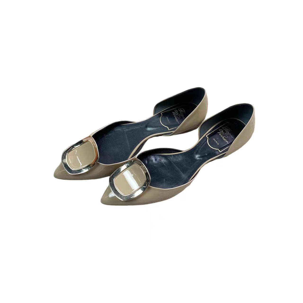 95新 Roger Vivier/罗杰·维威耶  aa一六九六 方扣平底鞋35.5码