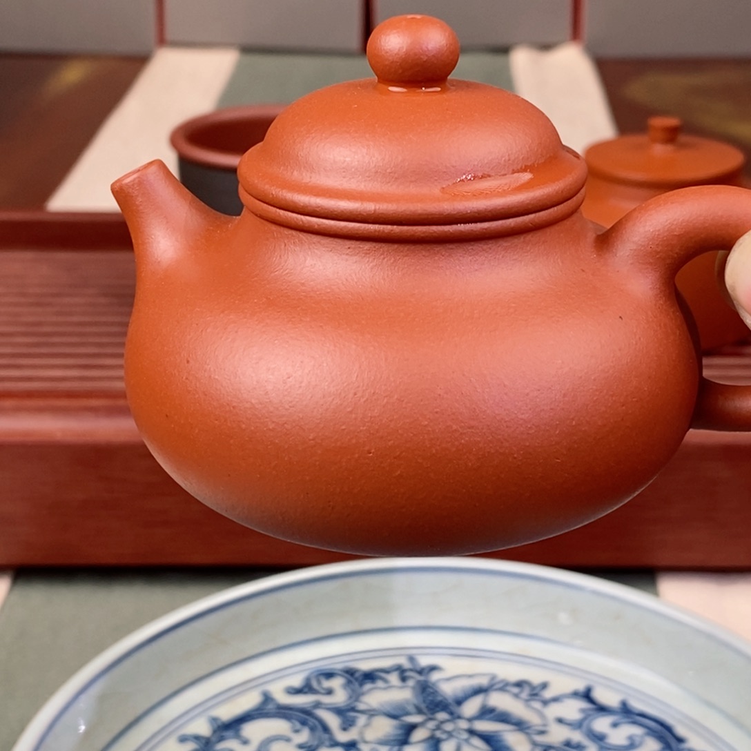 紫砂茶壶小红泥容天150毫升半手工