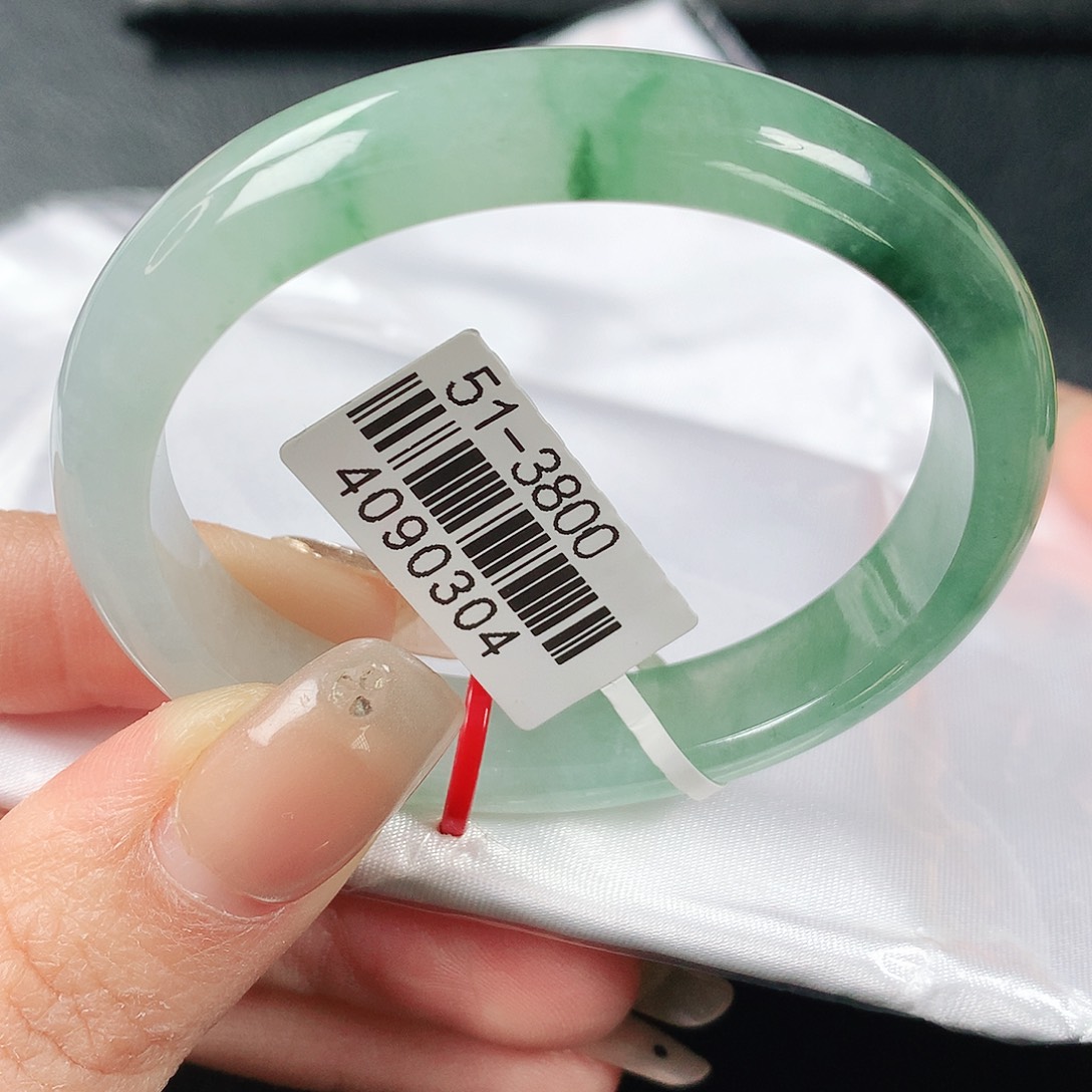 翡翠手镯未镶嵌冰飘花贵妃51圈口 23号