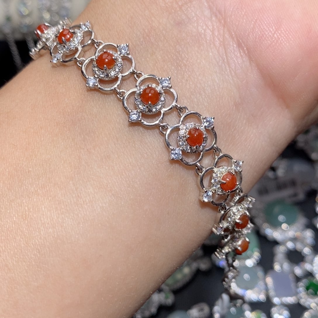 翡翠手链银S925镶嵌n j o o