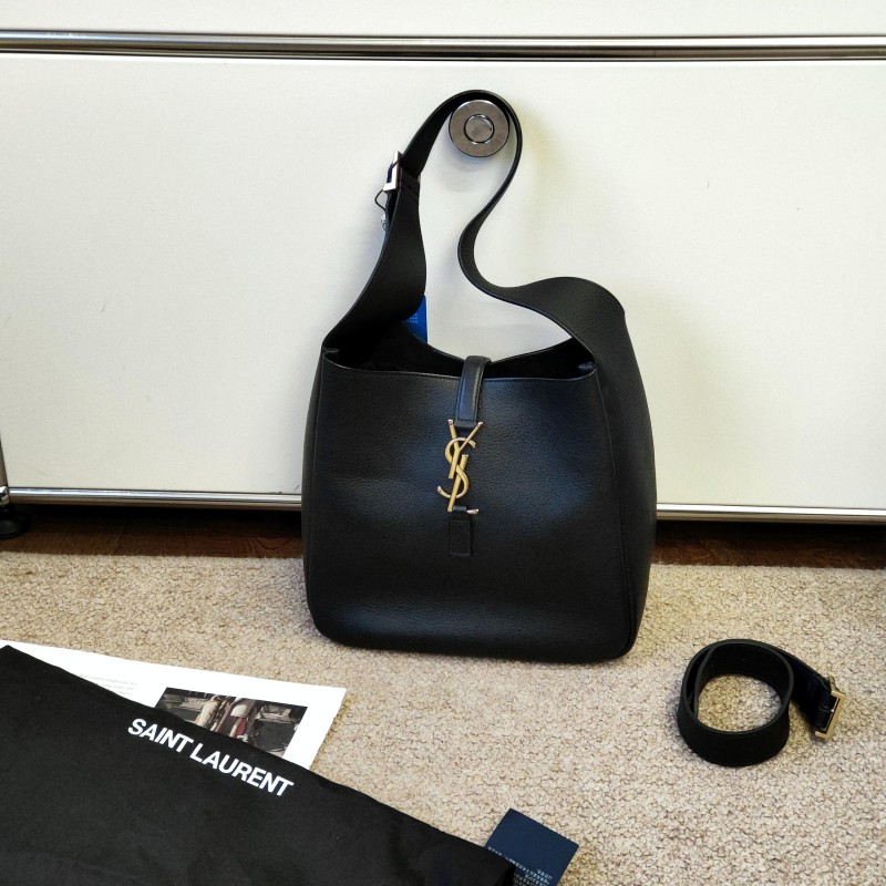 99新 YSL/圣罗兰 Azul-黑金牛皮hobo小号单肩包53541