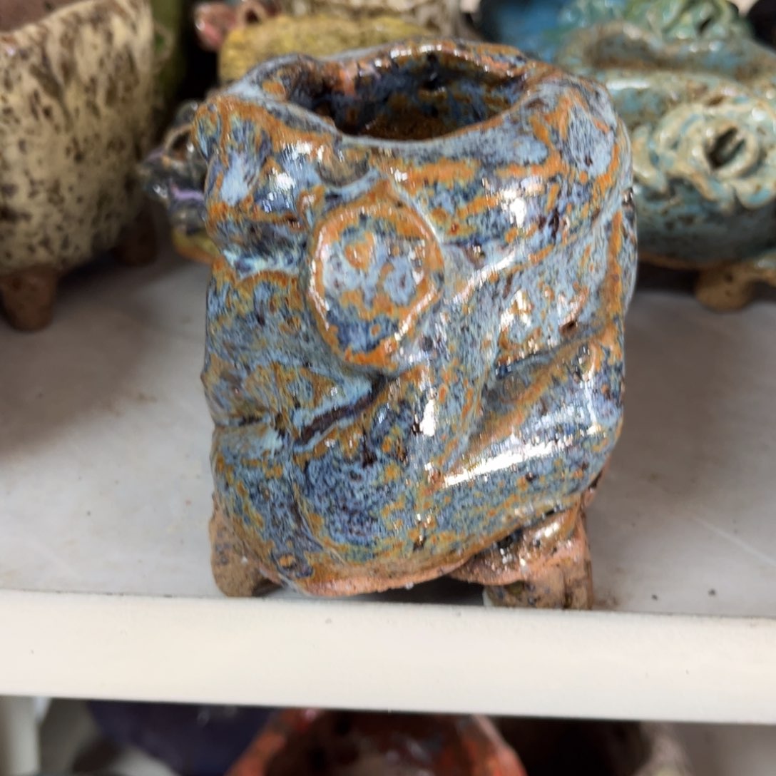 泥塑古镇炻陶花盆