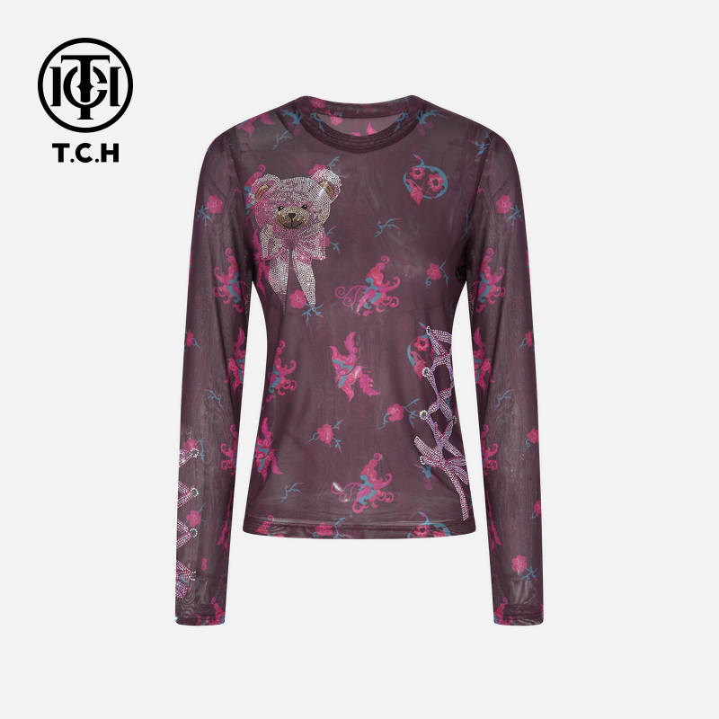TCH私服烫钻工艺时尚休闲松弛感秋款打底衫T75C02E5000轻奢tch