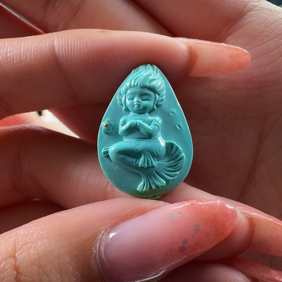 绿松石未镶嵌吊坠(不含链)美人鱼
