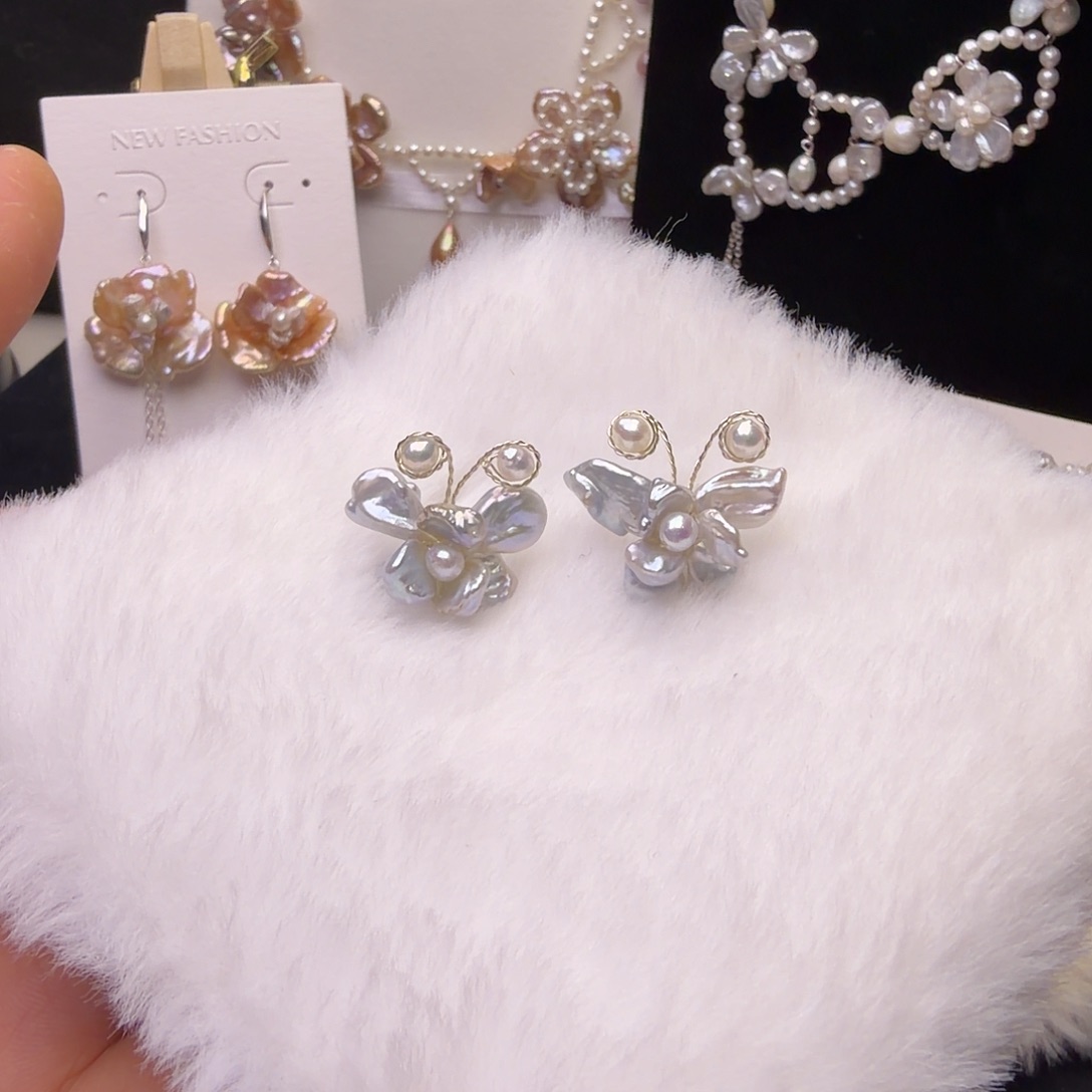 耳饰淡水珍珠银S925镶嵌