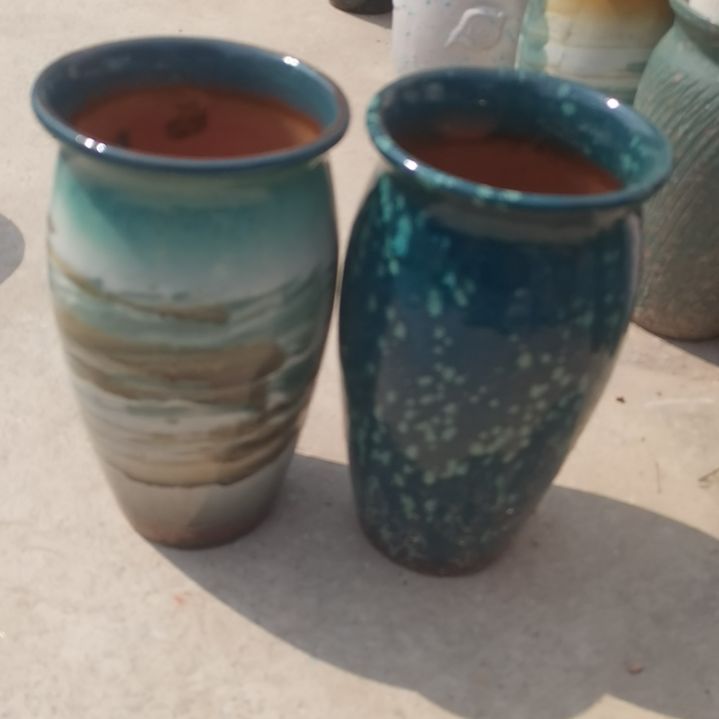 红陶口14高26两个盆