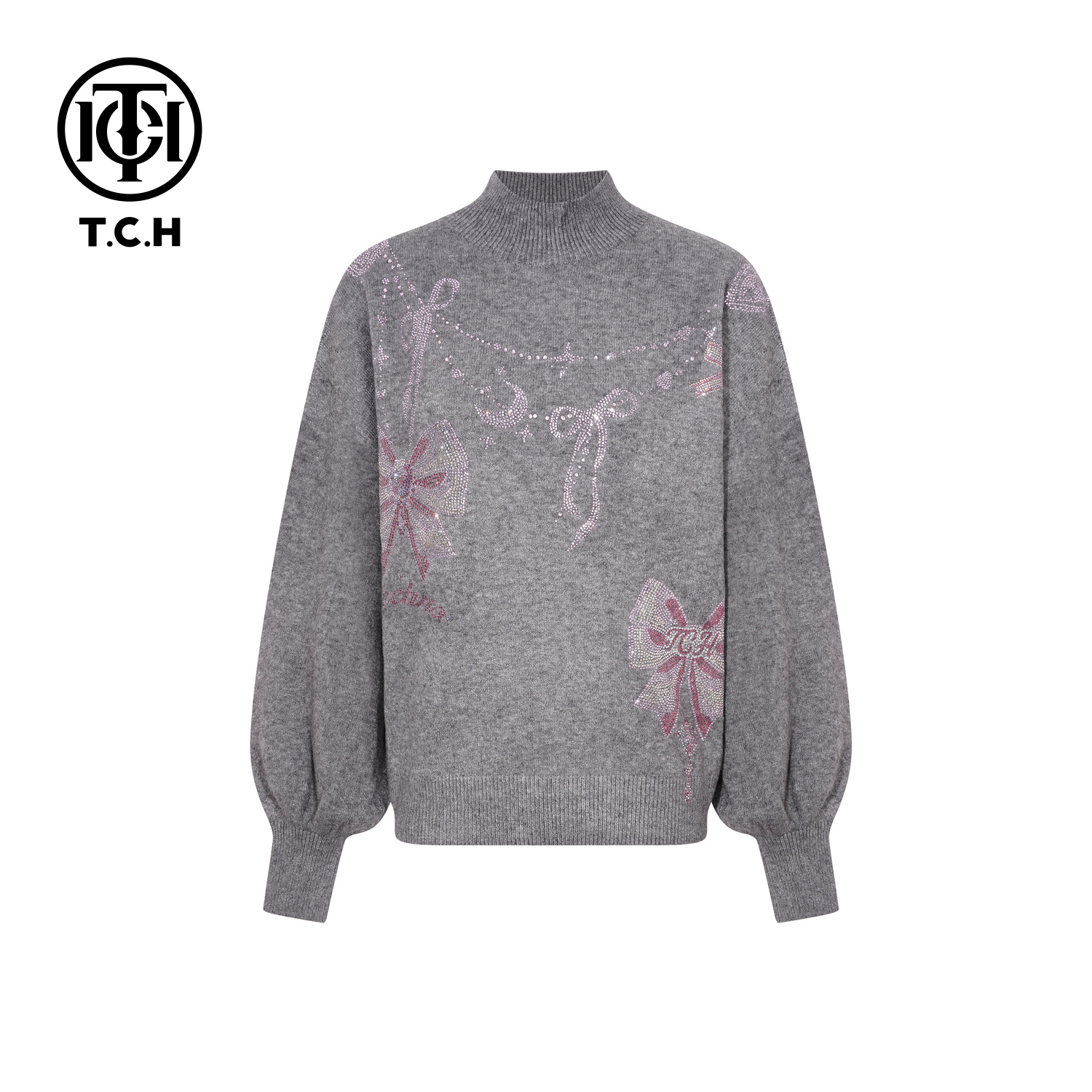 TCH【柔软舒适】冬款时尚烫钻休闲风女针织衫T75D09E1275私服tch