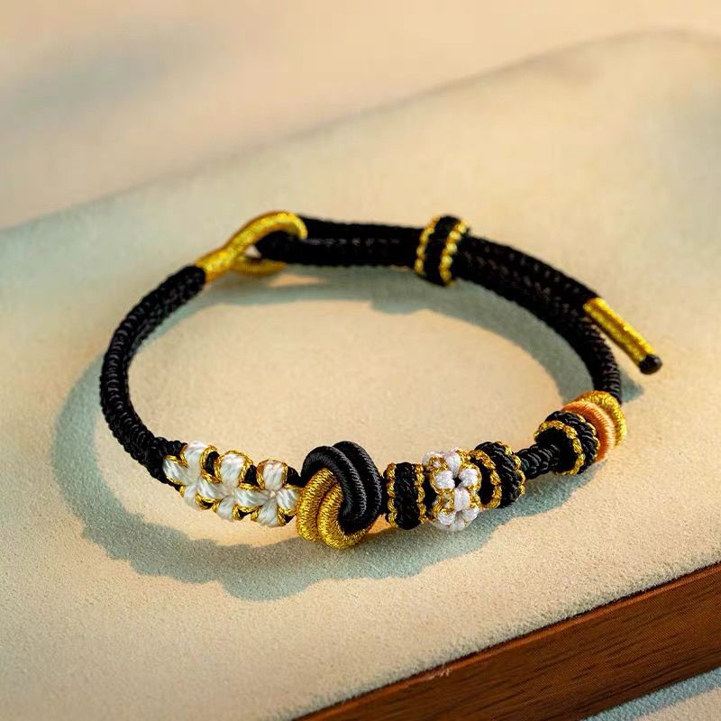 酒窝结八股编织款手工编制手绳爆款纯手工编织锦鲤幸运可串珠手绳