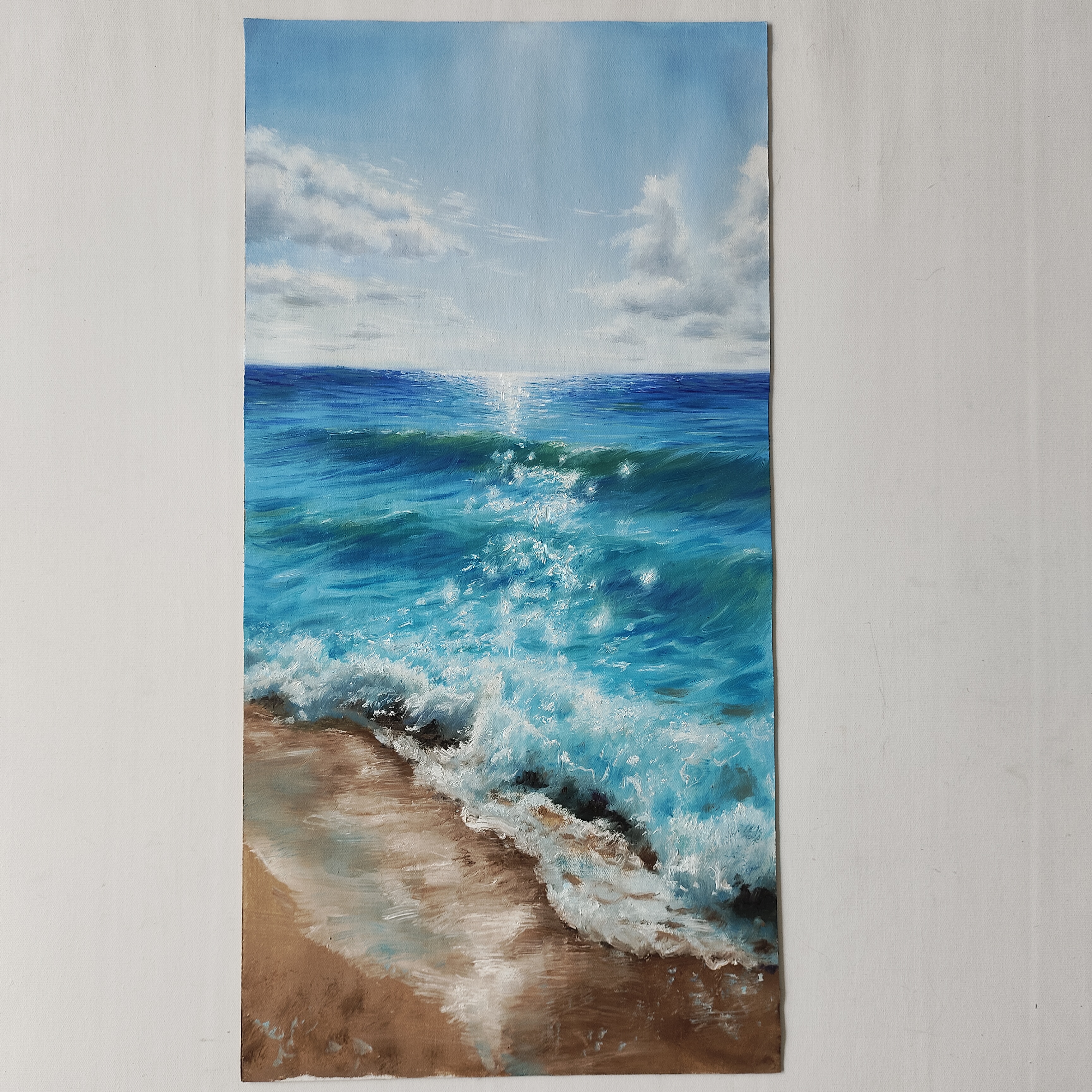 大海沙滩自然海景图客厅玄关装饰画|纯手绘油画