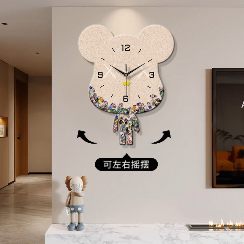ZB93暴力熊创意摇摆钟表客厅时钟静音钟画家用摇摆时钟餐厅捡漏2