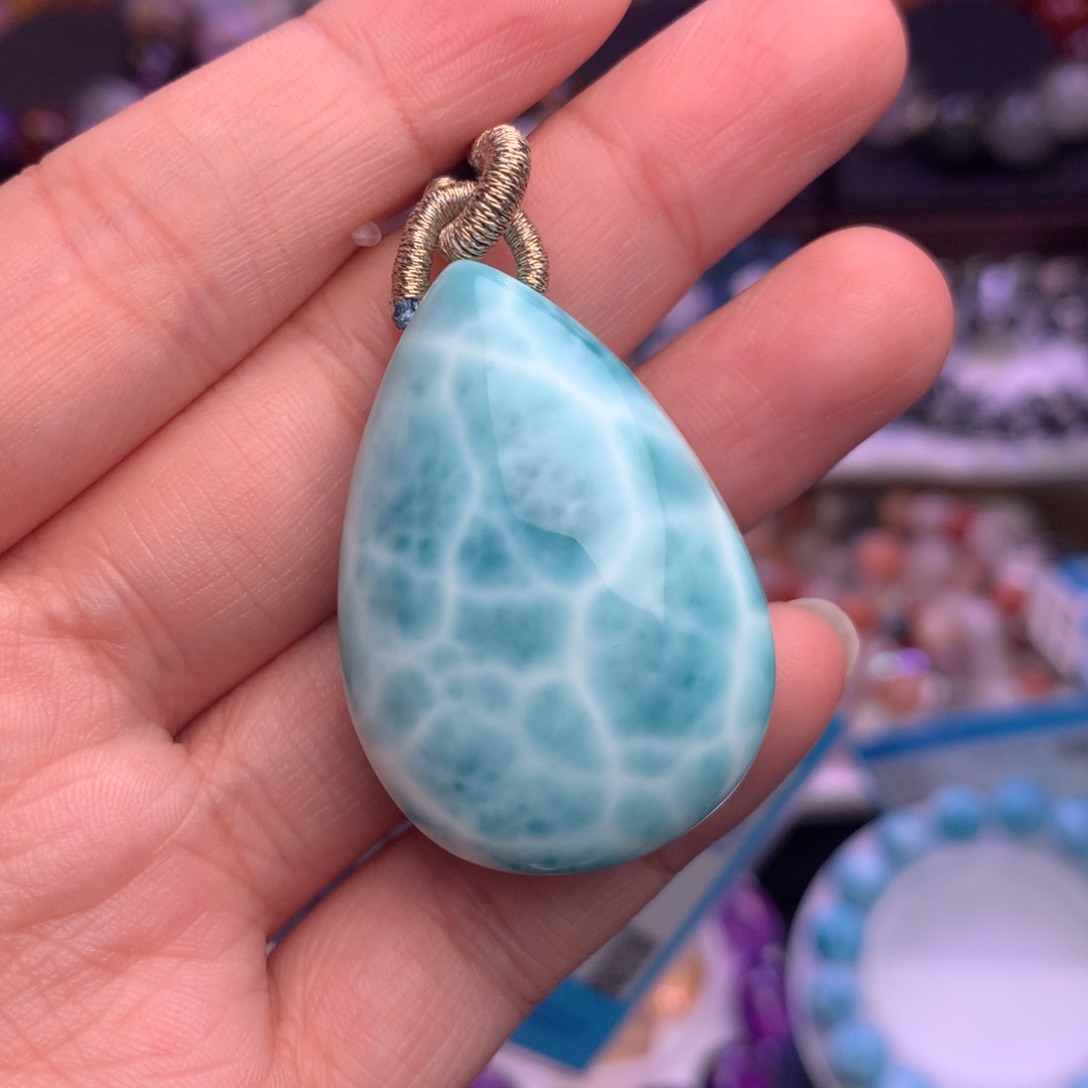 玉***心针钠钙石（海纹石）未镶嵌手链吊坠