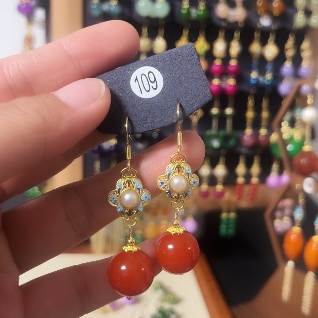 锆石纯铜925银耳饰