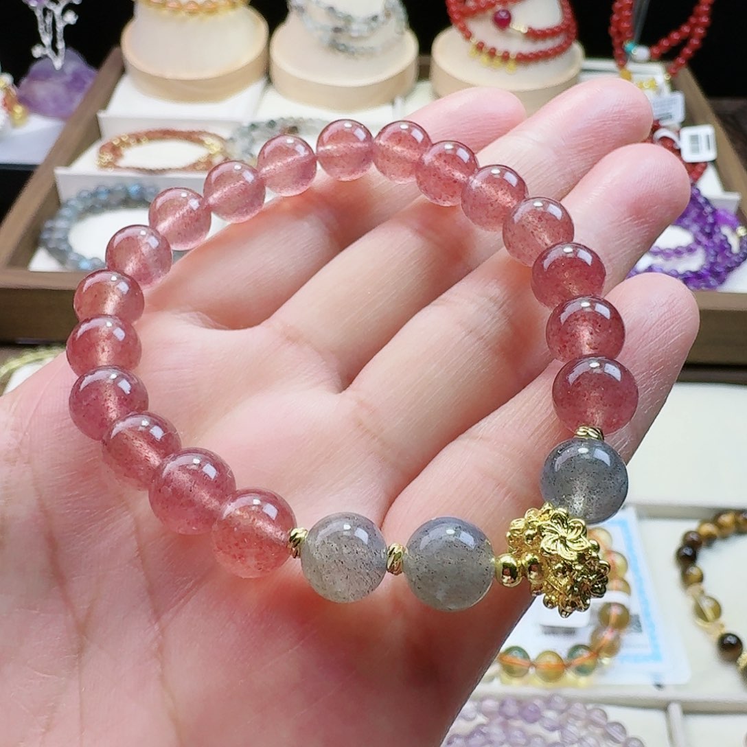 水晶手链未镶嵌草莓晶8m m