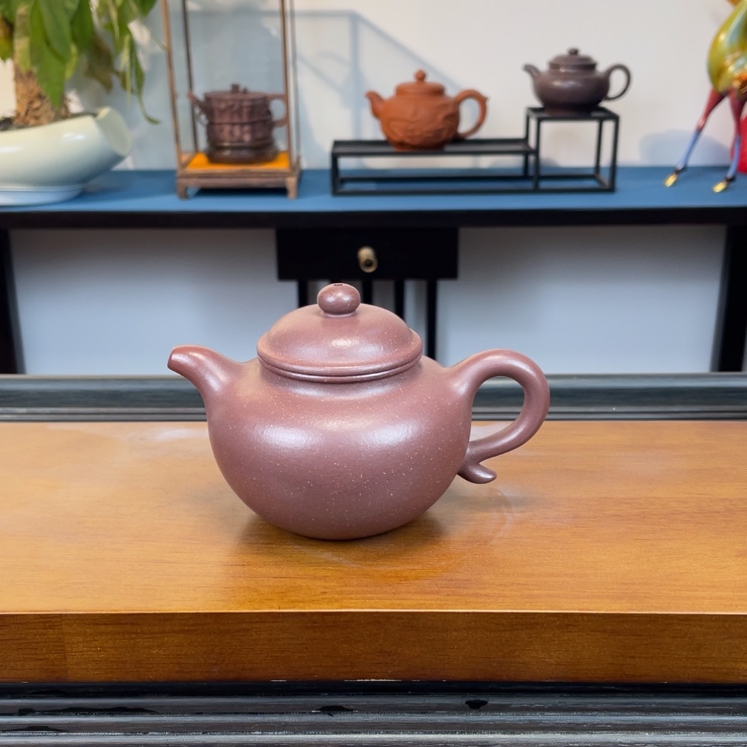 紫砂茶壶底槽青莲子220cc
