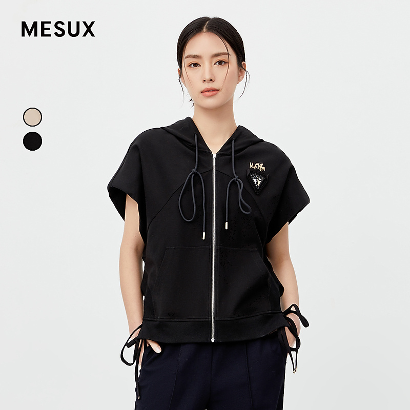 【籽言专享】米岫连帽抽绳涂鸦贴布刺绣联名套装小外套