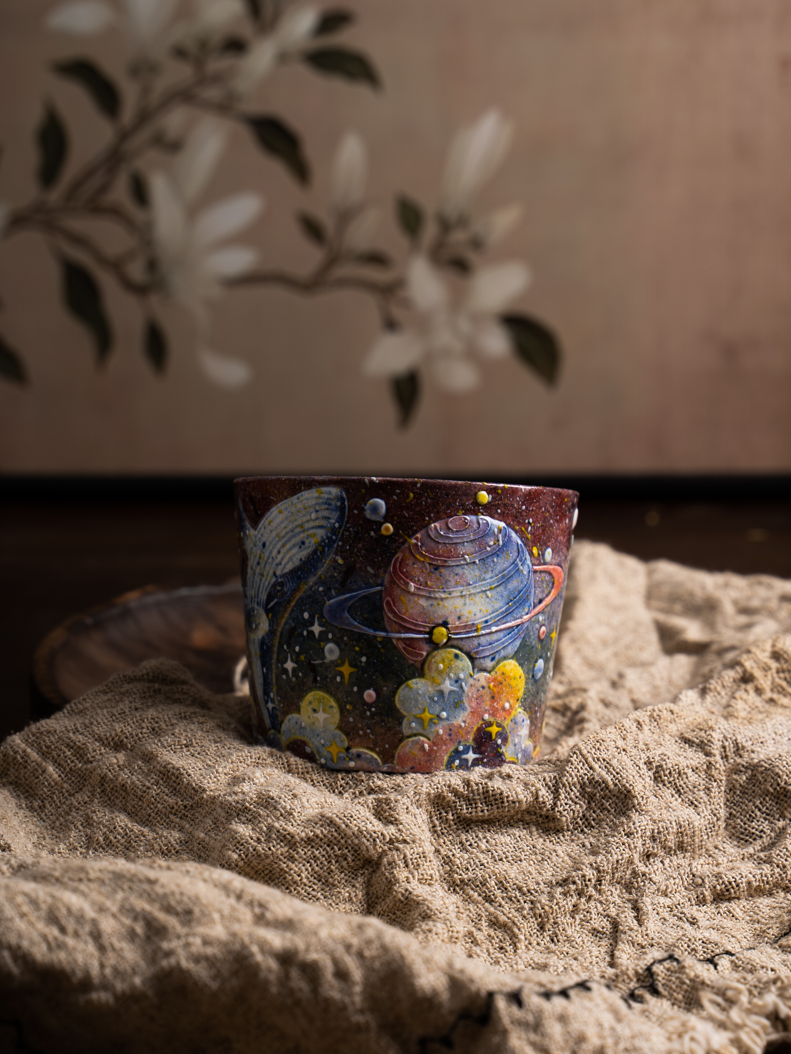  阿瑶 | 满绘星空星球鲸鱼奇妙猪口杯
