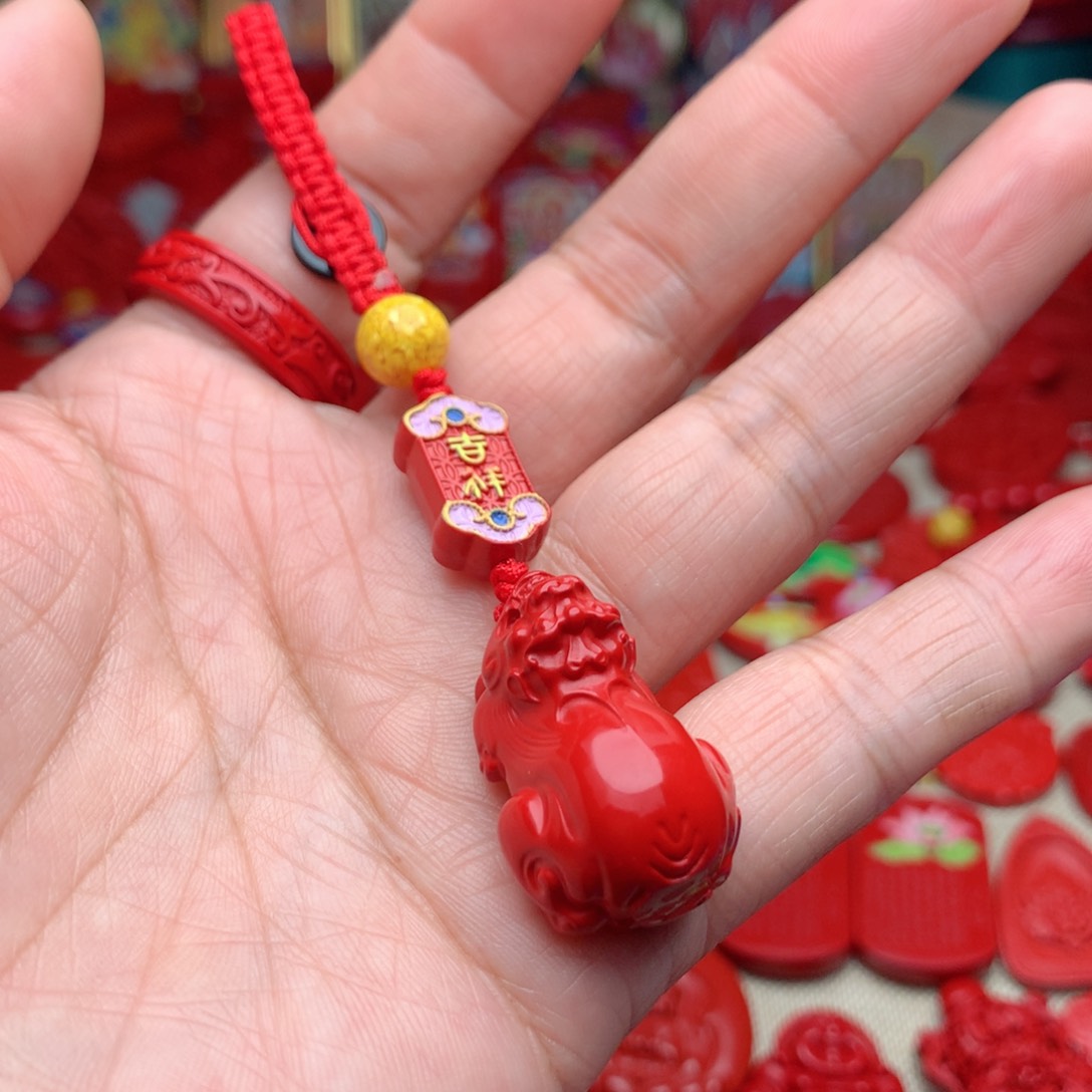 天然辰砂工艺品朱砂钥匙扣