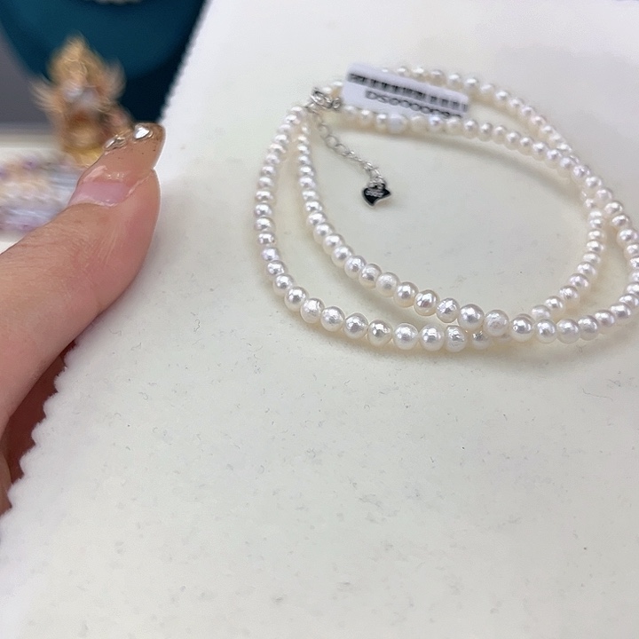 淡水珍珠颈饰银S925镶嵌3-4