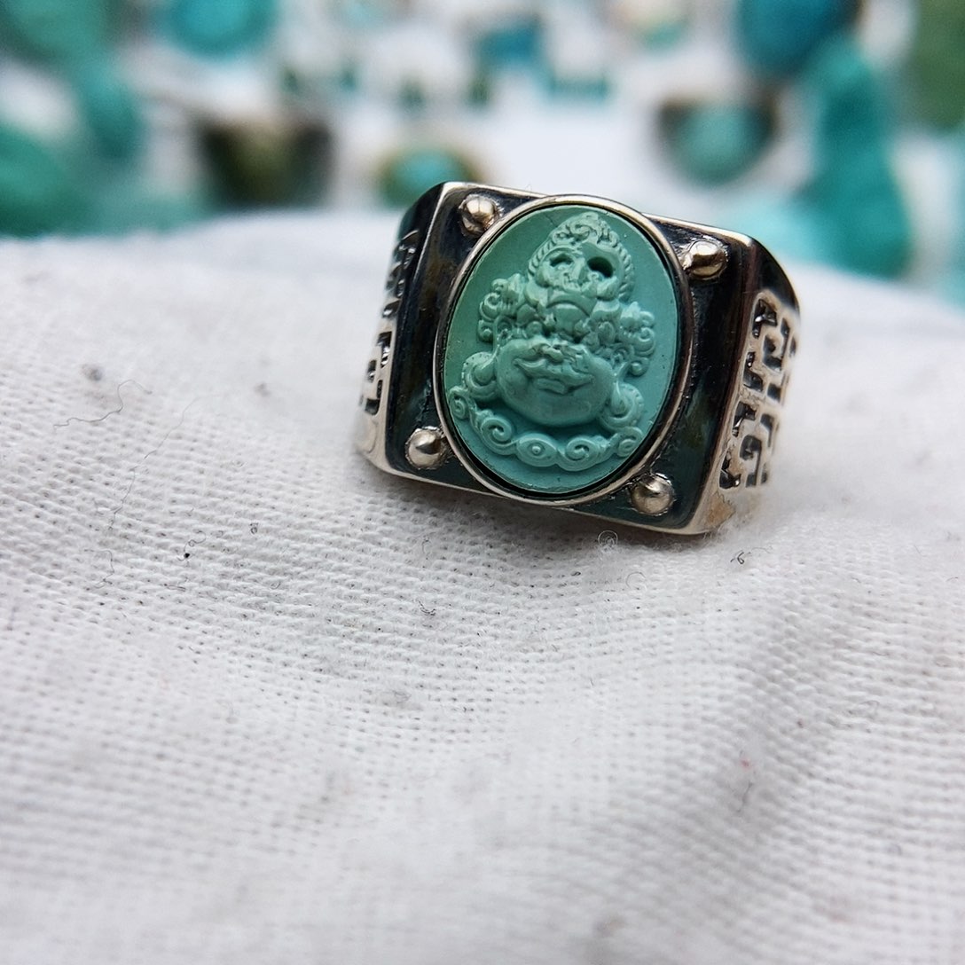 绿松石戒指银S925镶嵌