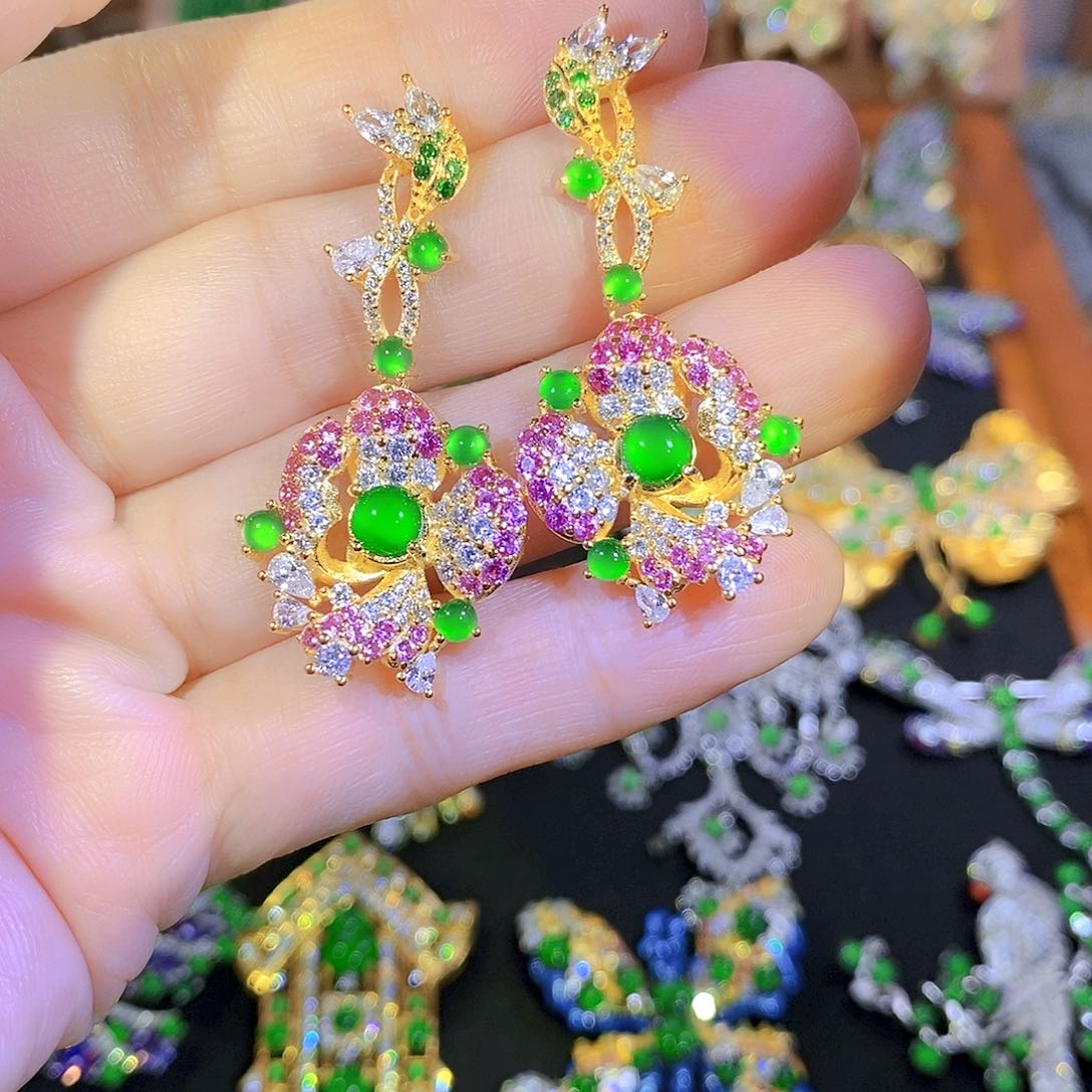 吊坠(不含链)银S925镶嵌翡翠