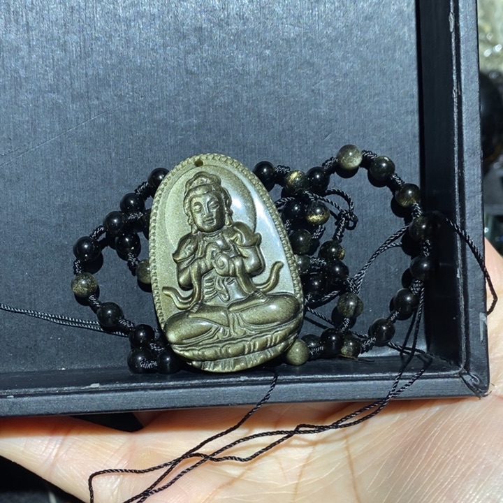 黑曜岩吊坠(赠链)未镶嵌磊*