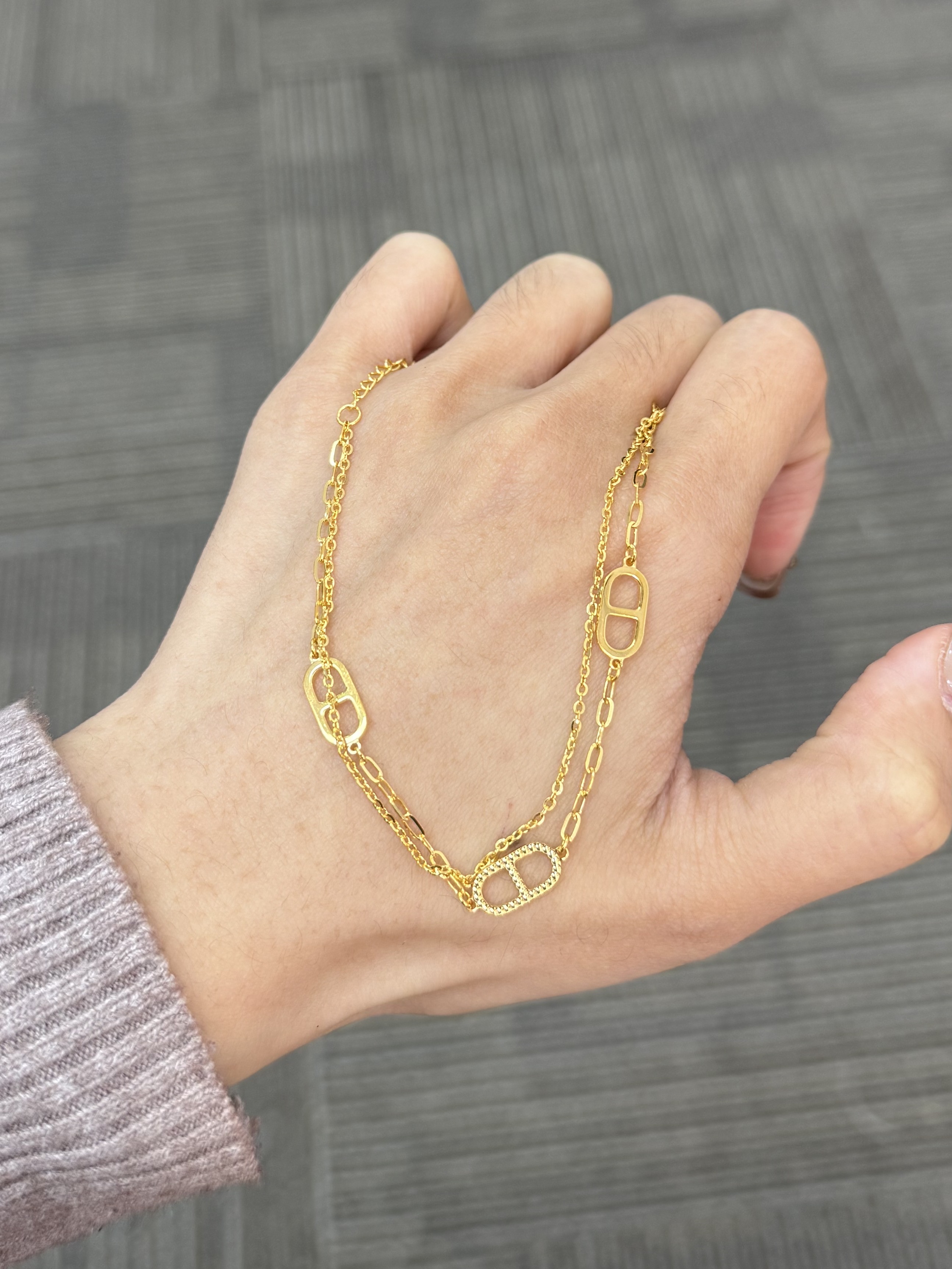 足金999 双链猪鼻手链