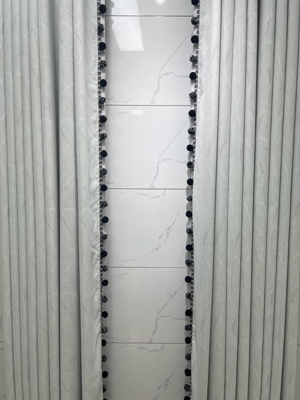 朝花夕拾灰色雪尼尔遮光成品窗帘高度2.7米