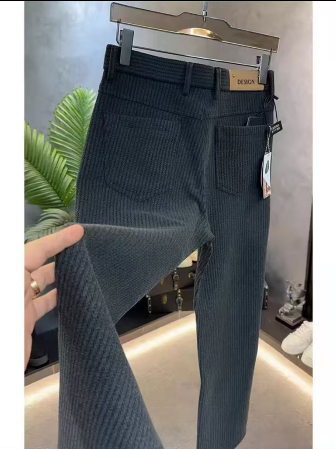 8063轻奢高定百搭潮流修身弹力加厚保暖商务韩版微阔男士休闲裤
