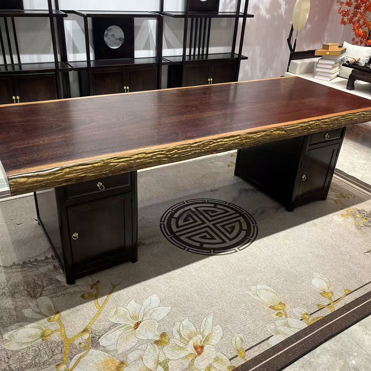 新中式国潮禅意实木大板茶桌单桌/泡茶桌/办公桌/书桌/会客桌