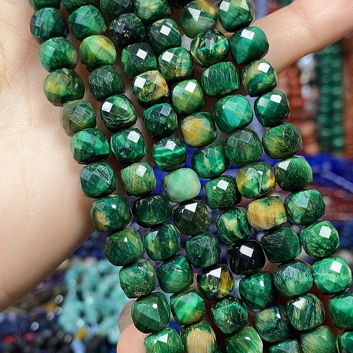 玛瑙/玉髓未镶嵌珠宝半成品虎眼切面方糖卡7.5mm一条