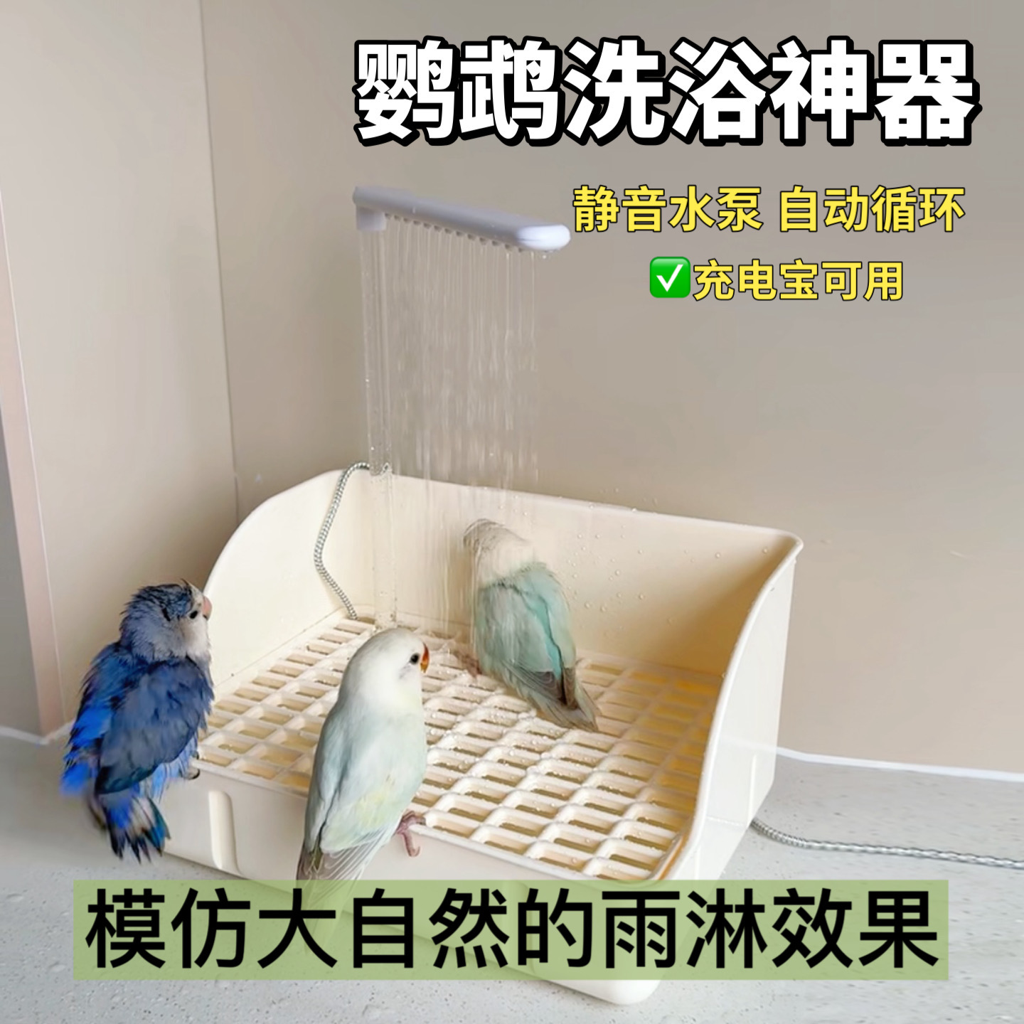 九九小鹦鹦鹉洗澡盆自动循环大号小鸟专用浴盆虎皮牡丹淋浴神器