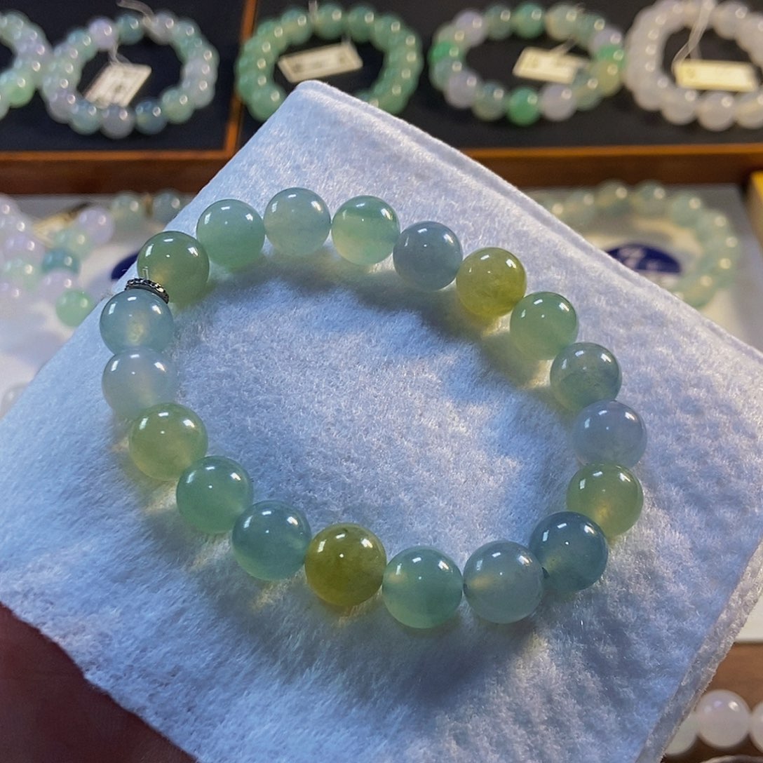 定制翡翠未镶嵌翡翠手串卡9.8