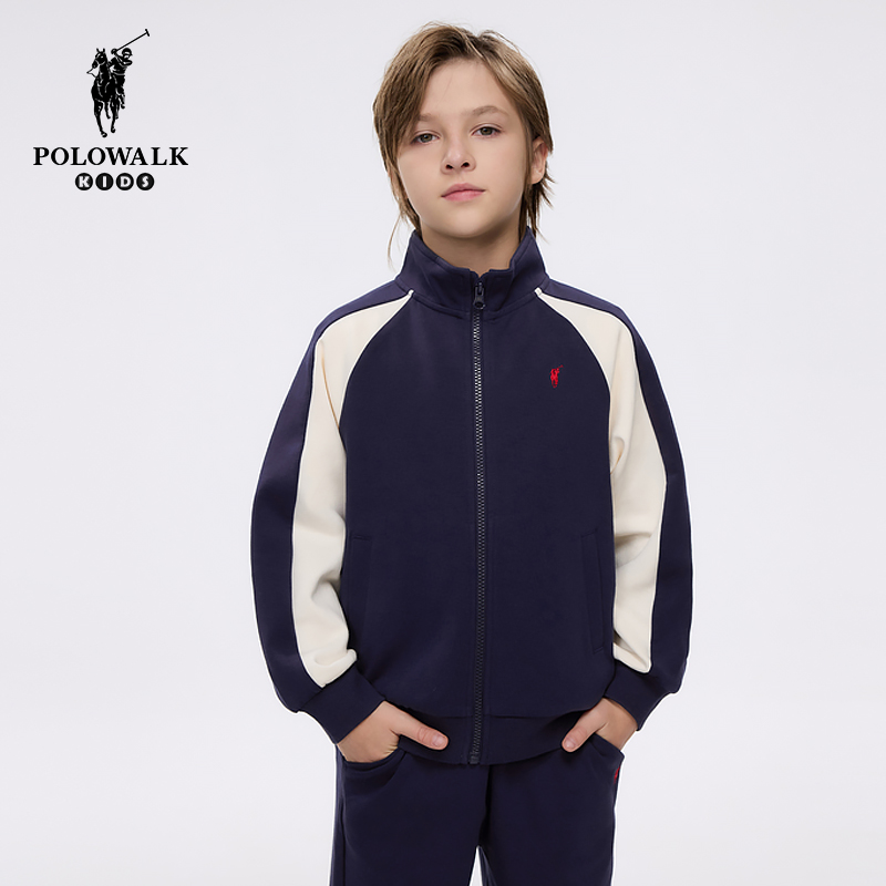 POLOWALK童装2025年秋冬新品男童卫衣春秋时尚外套空气层运动休闲