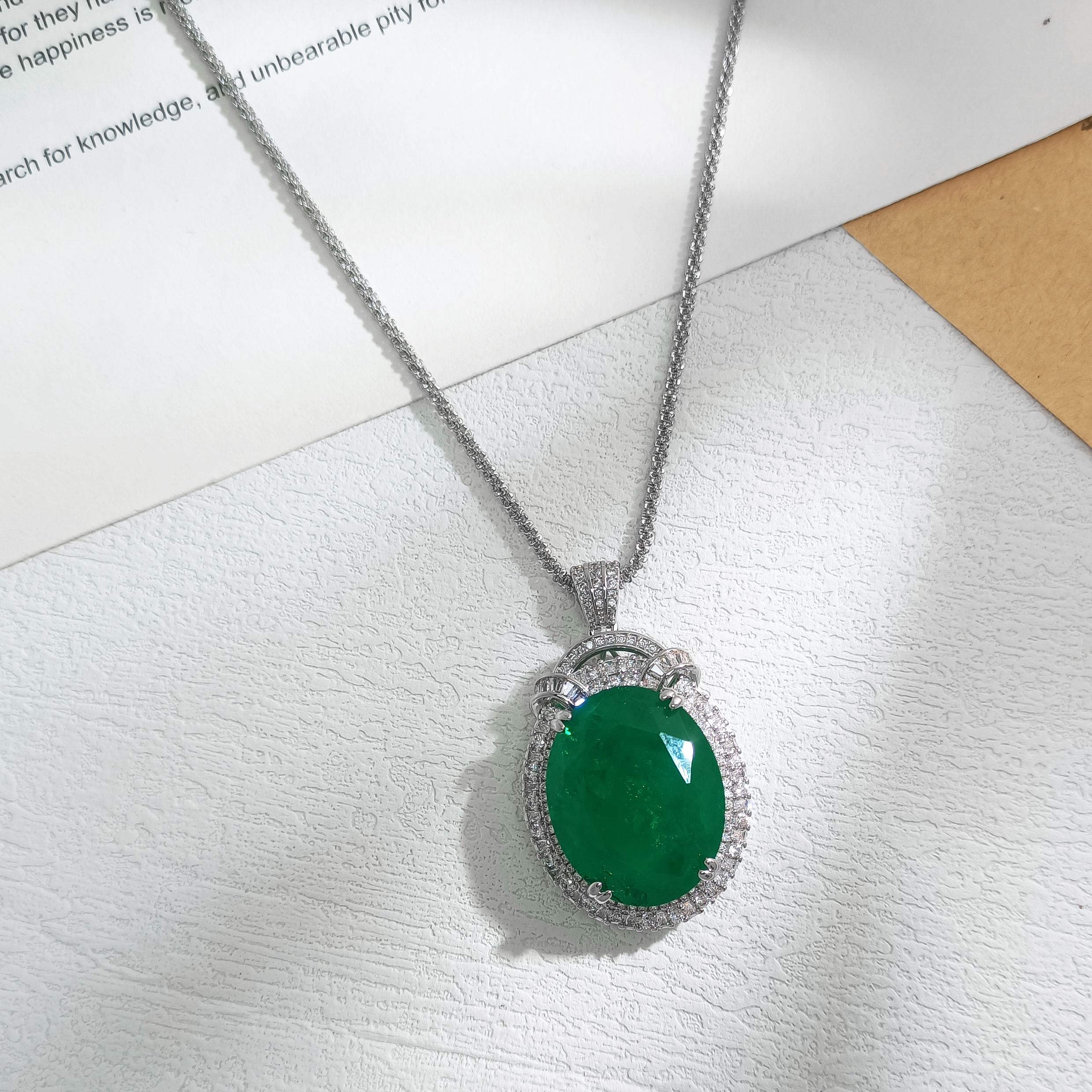 铜合金项链 VWHL-009621【凝绿椭光】项链百搭小众时尚轻奢