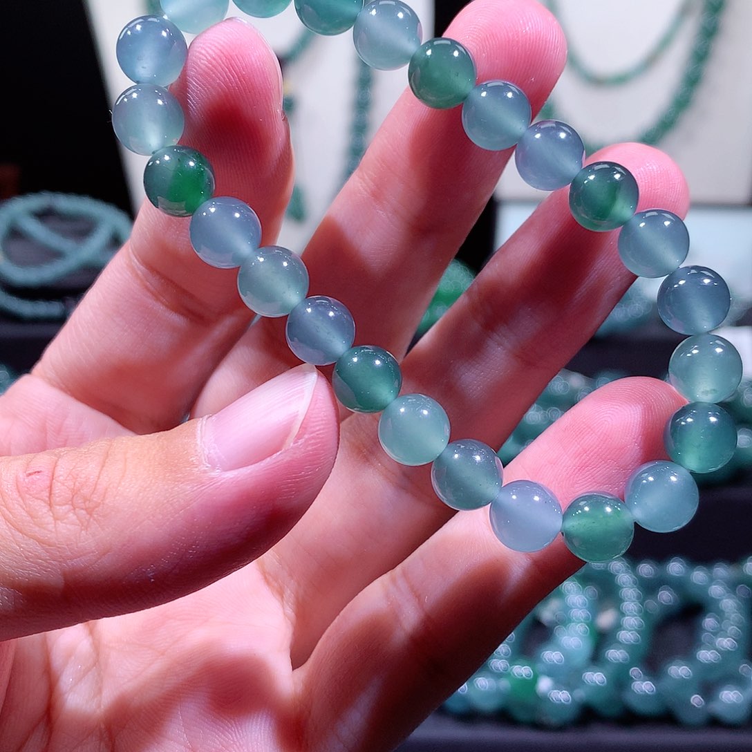 漂***鹿翡翠未镶嵌手链天然a货翡翠手串8