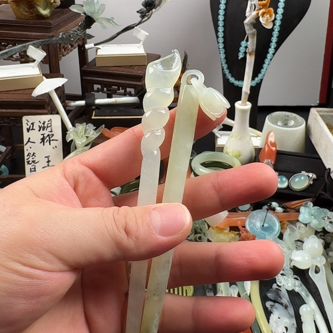 蛇纹石玉未镶嵌发饰