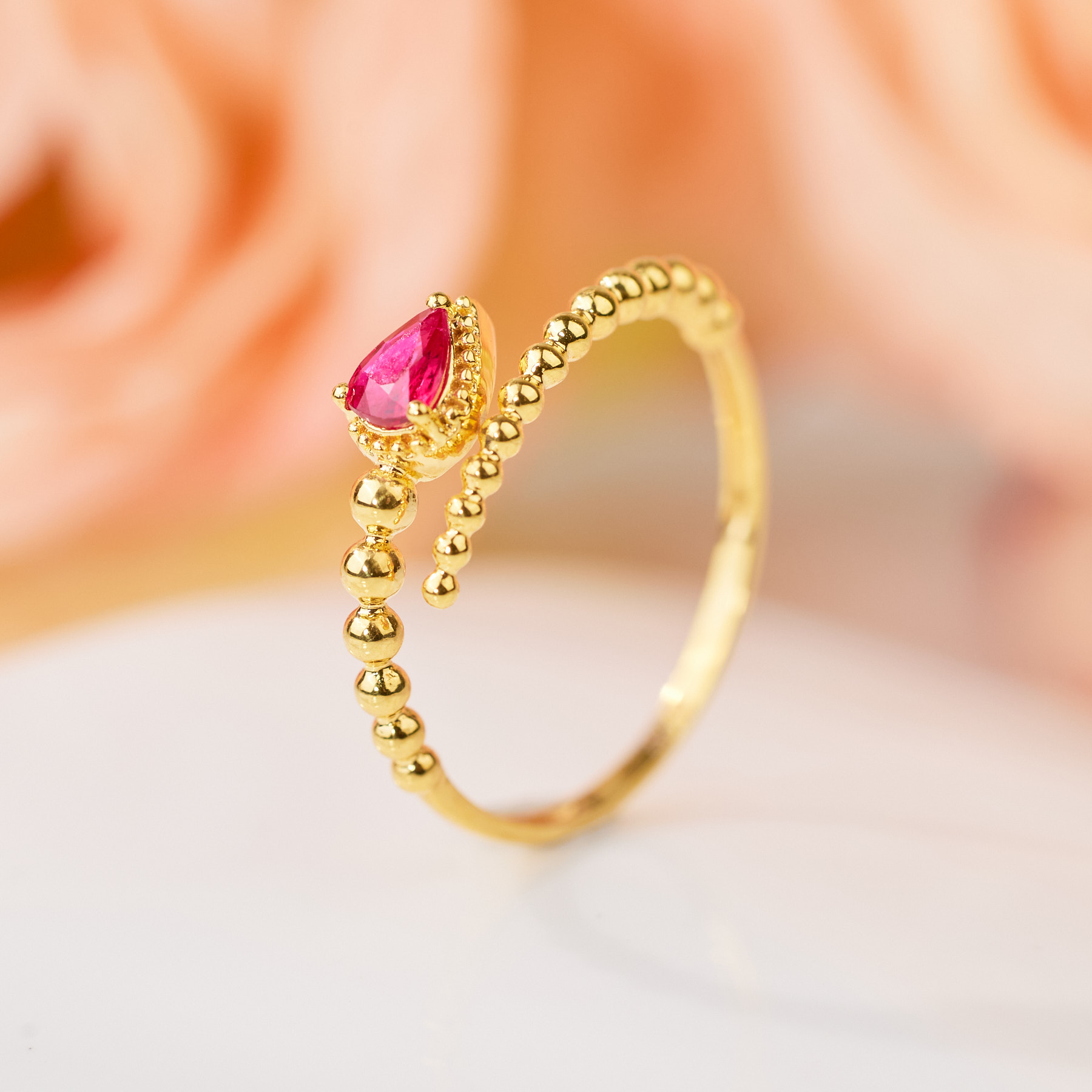 【九华山】听雨*红宝石戒指*18K金镶嵌U7497