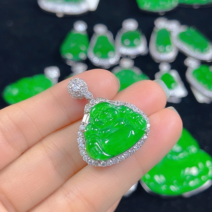 翡翠银S925镶嵌吊坠(不含链)