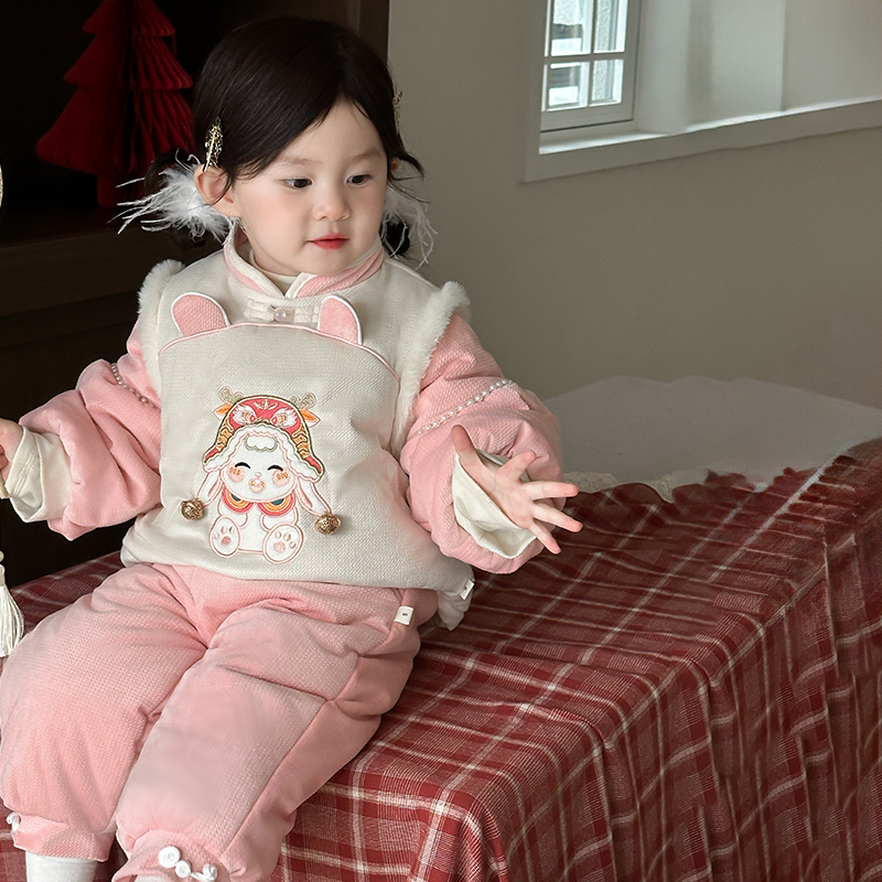 直播间专享【兔个平安】女童汉服套装秋冬新中式国风唐装宝宝拜年服