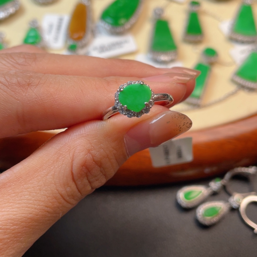 翡翠吊坠(不含链)银S925镶嵌戒指