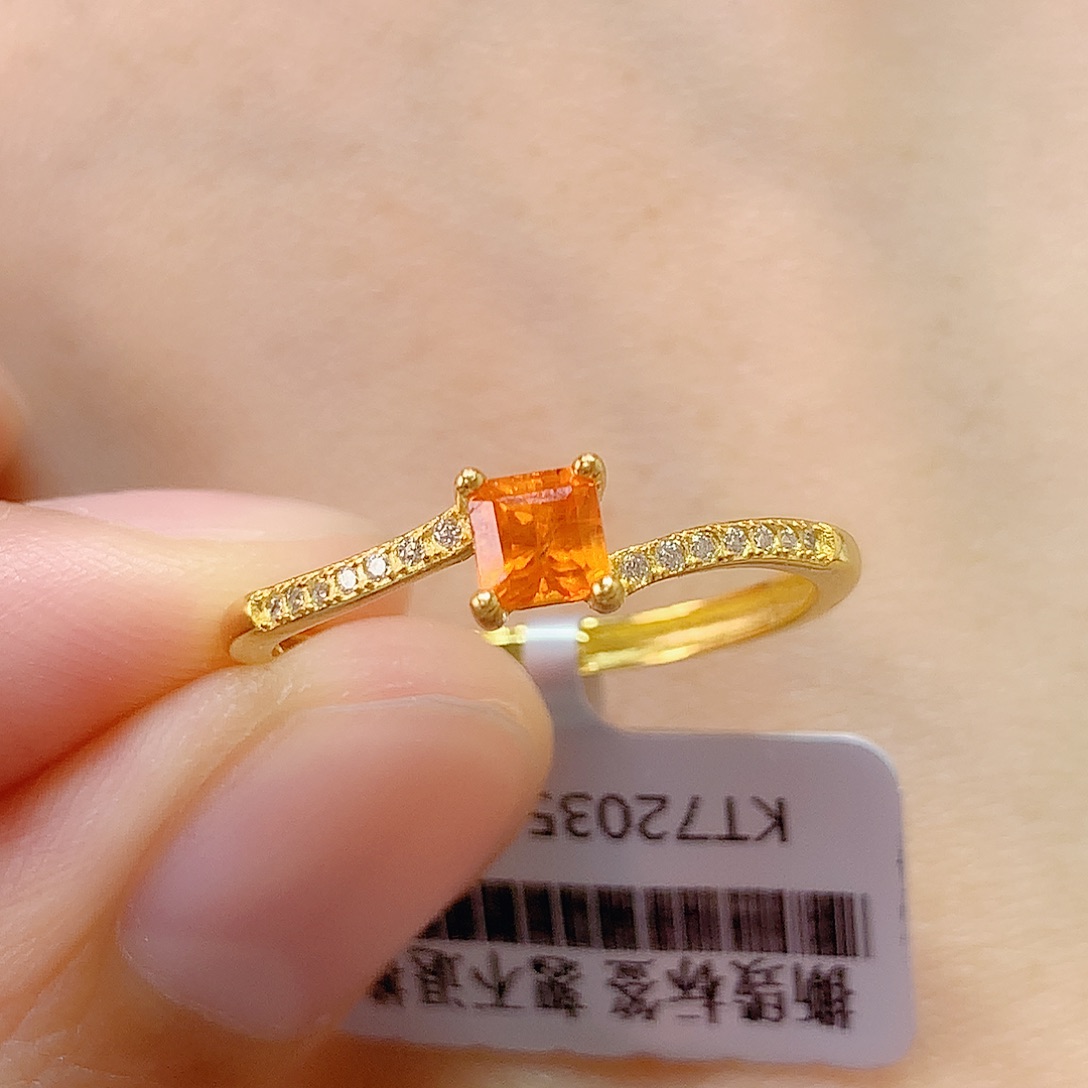 石榴石（芬达石）戒指银S925镶嵌