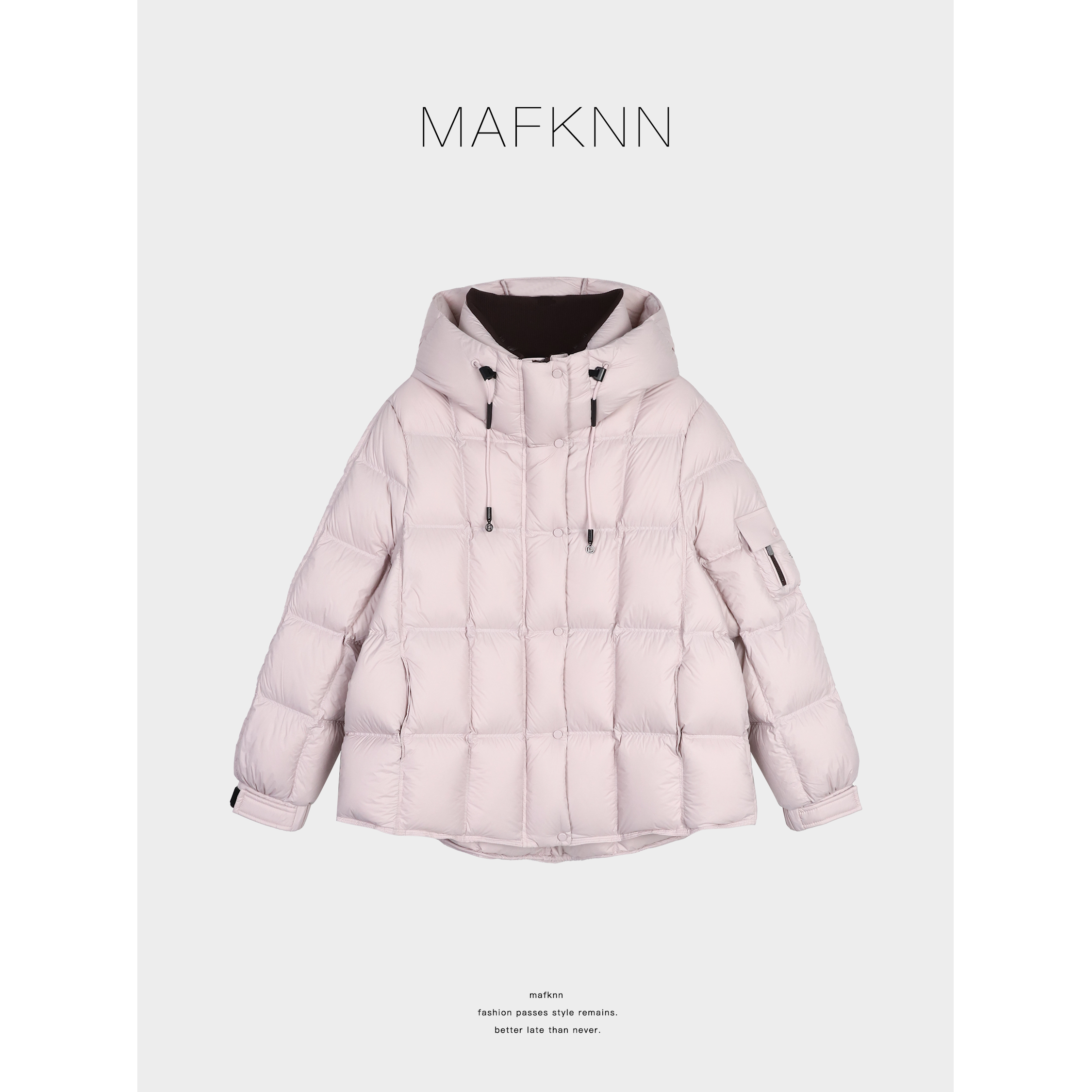 MAFKNN/玛肯时尚休闲简约纯色百搭带帽95白鸭绒羽绒服MK13428