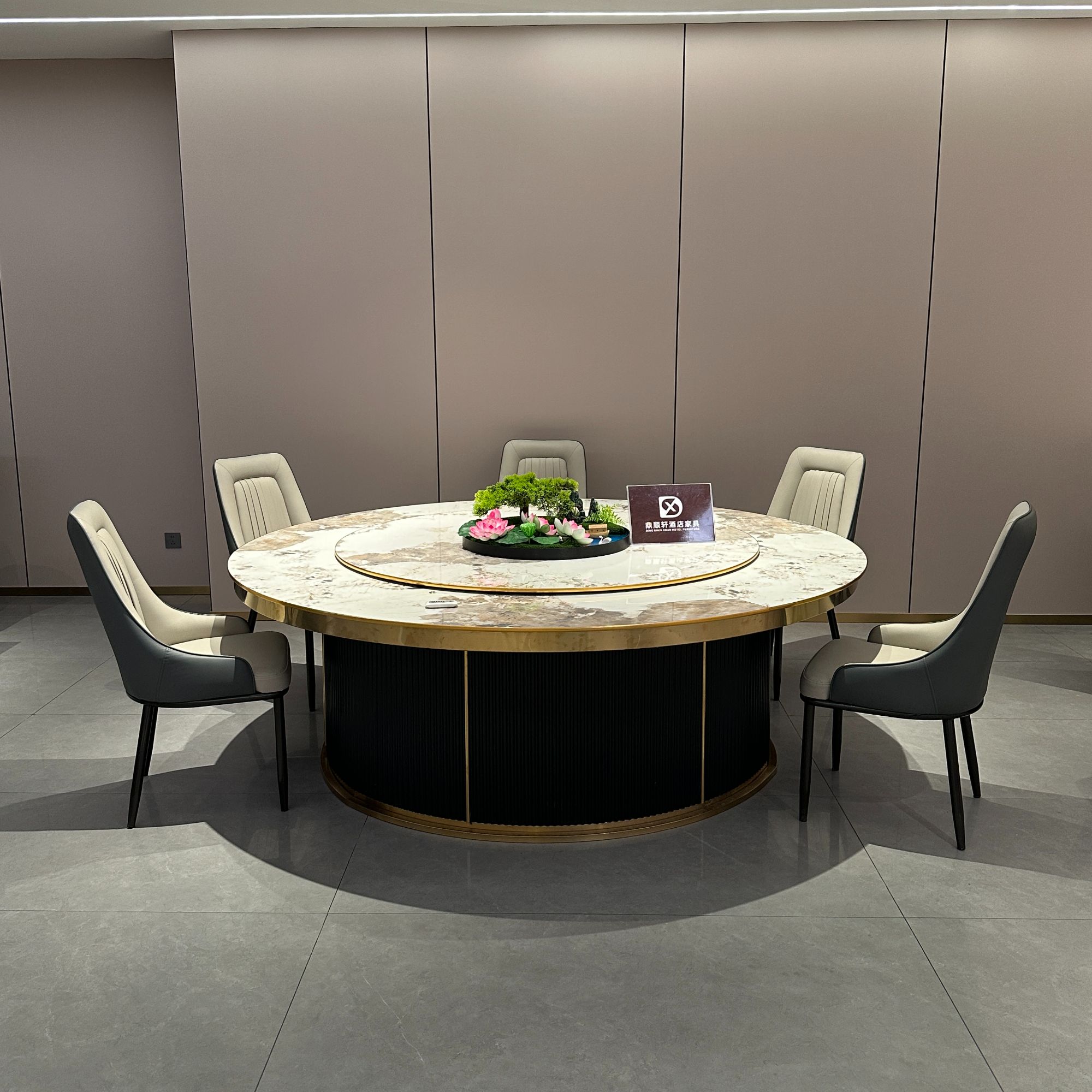 酒店餐桌大圆桌电动餐桌电动转盘20人大餐桌自动旋转餐桌