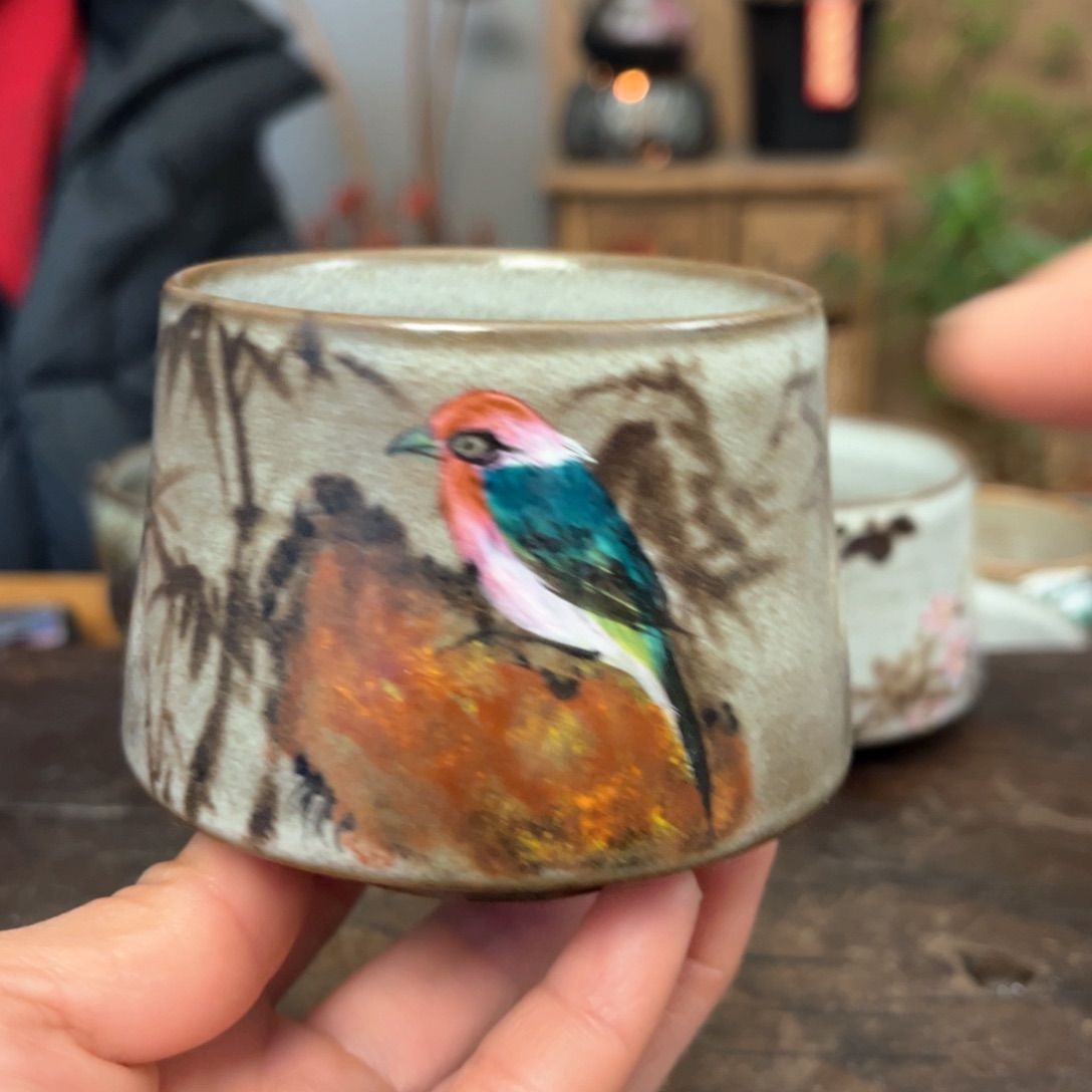 杯景德镇柴烧手绘杯