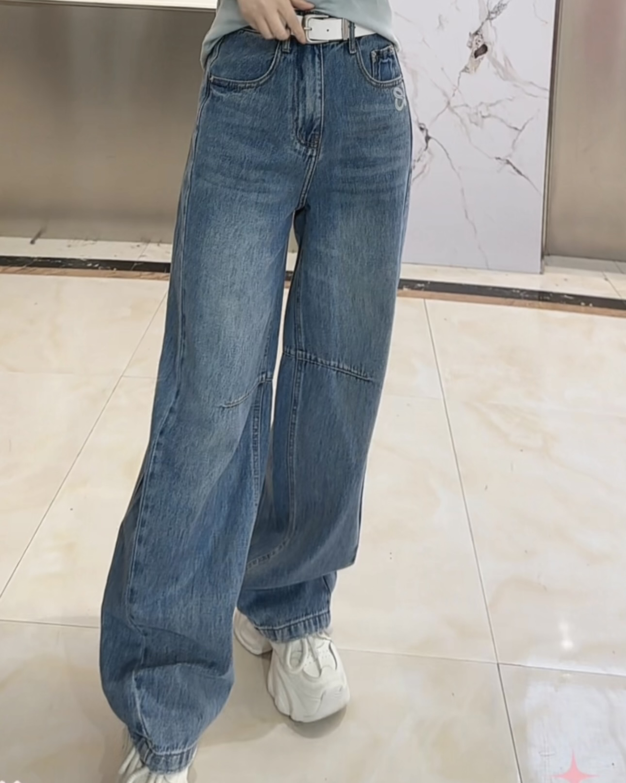 复古蓝色直筒牛仔裤宽松显瘦休闲百搭女士裤子