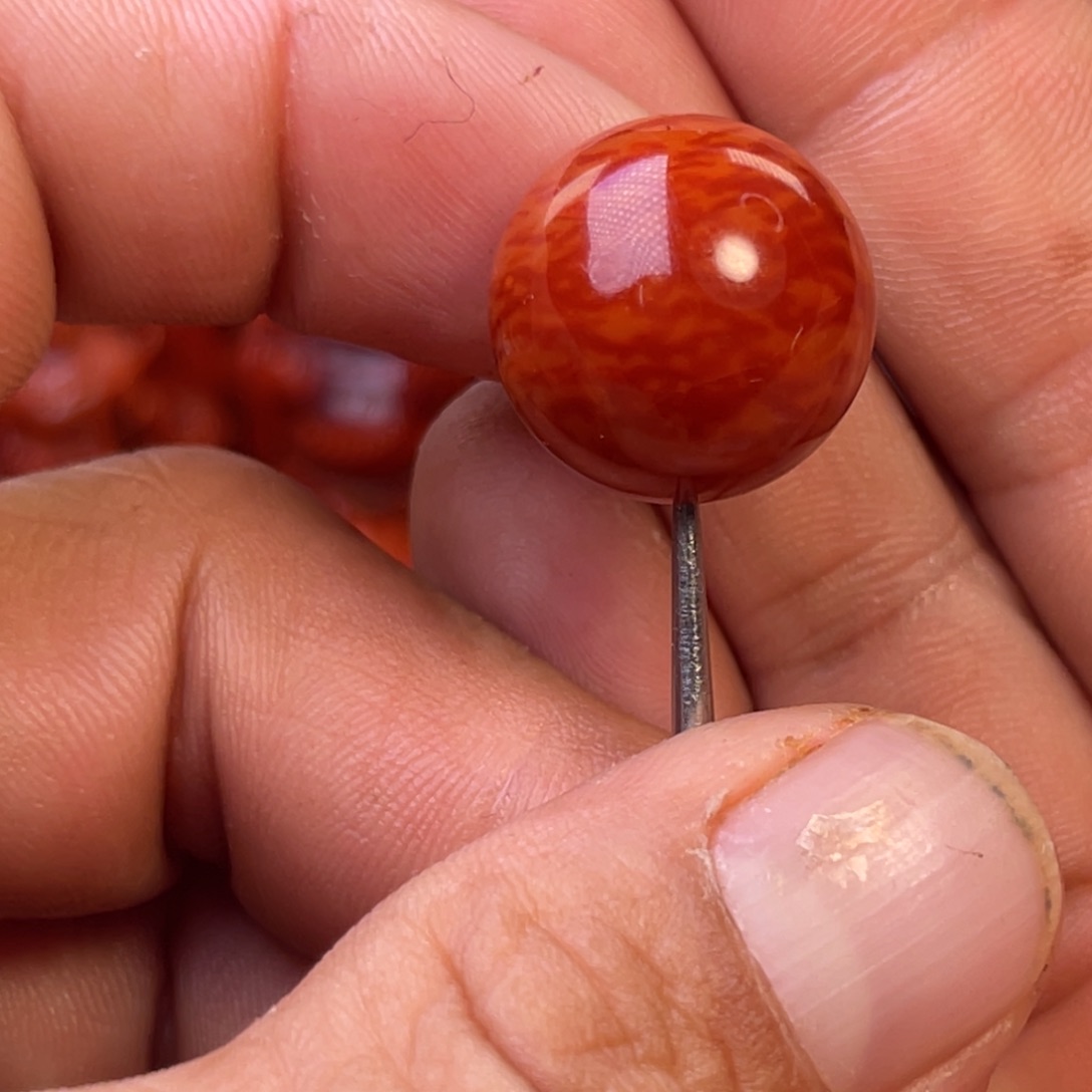 南红玛瑙未镶嵌川料精工圆珠卡18mm