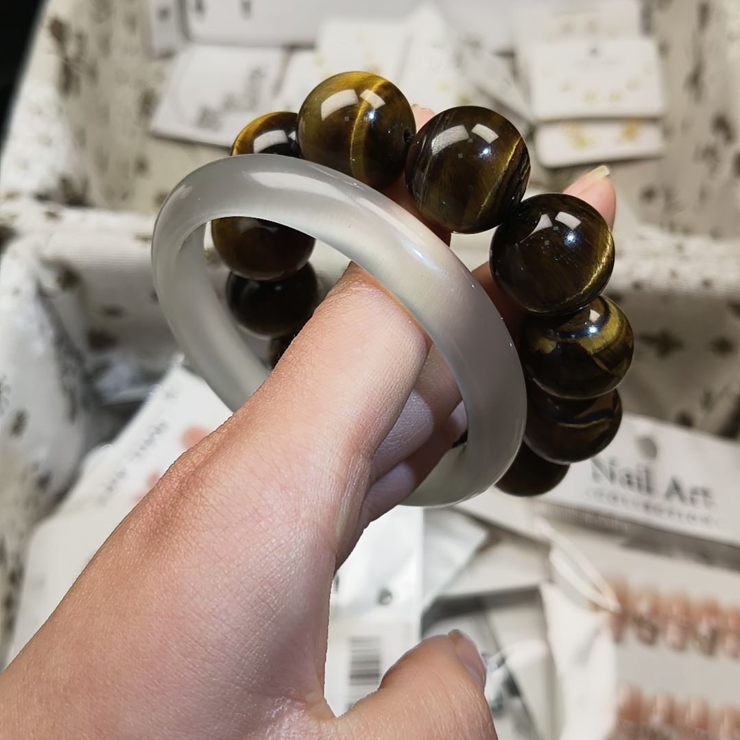 合成碳硅石纯铜虎眼手串➕手镯