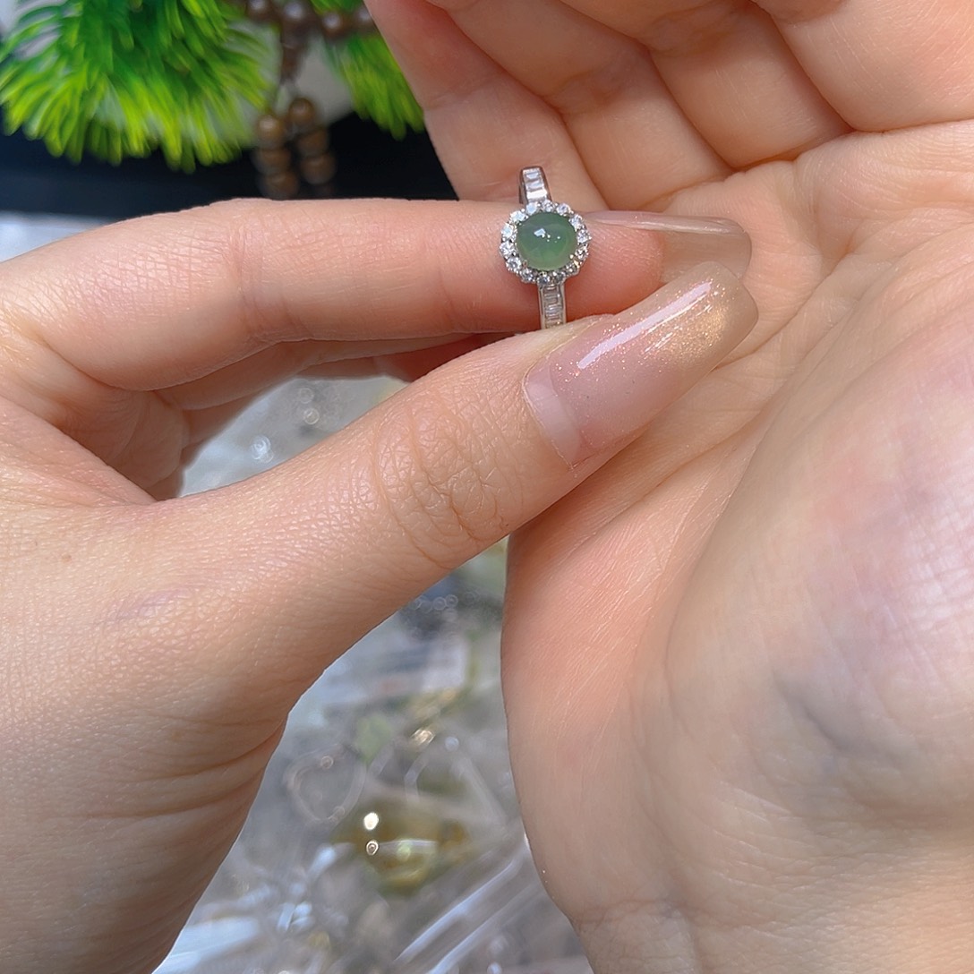 翡翠银S925镶嵌戒指